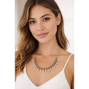 Lucky Brand Two-Tone Collar Necklace Gold Silver Statement Bib